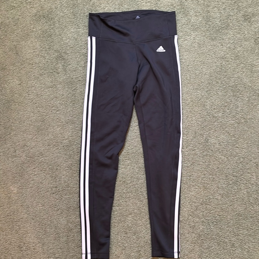 Adidas 3 Stripe Pants Womens Medium Black Performance Climalite Yoga Jogging M